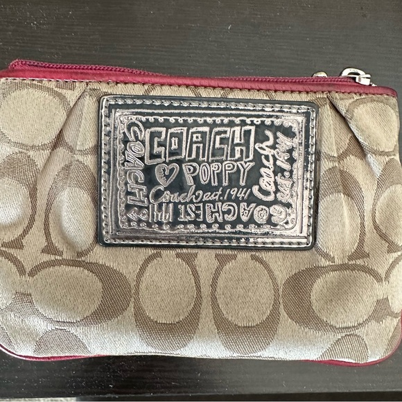 Hot pink and brown beige coach wallet - Picture 4 of 4